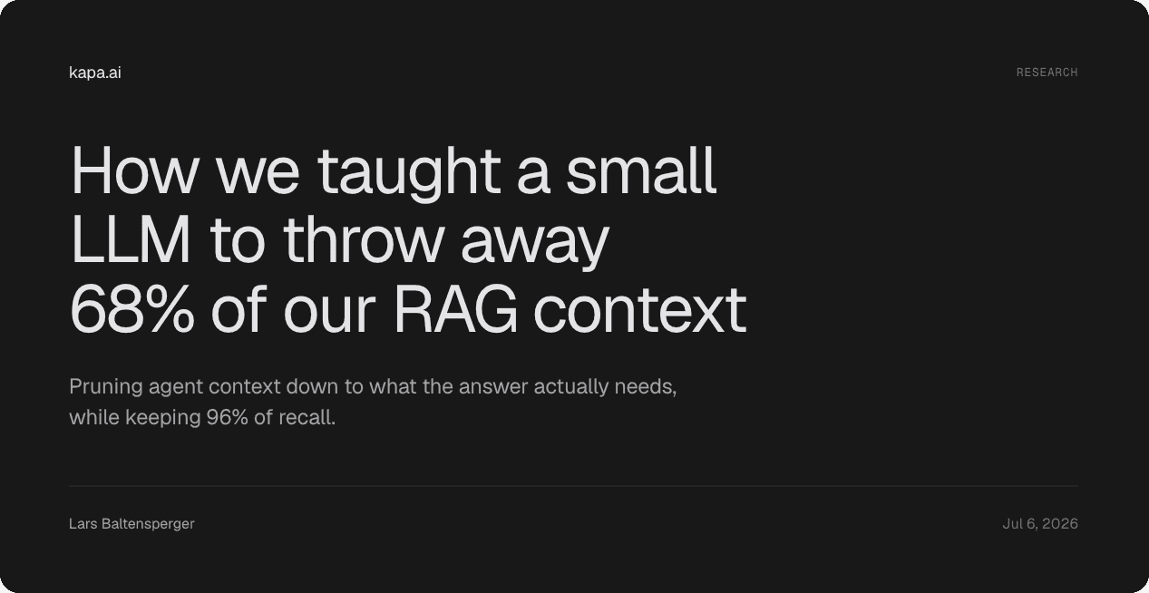 Kapa.aiのRAGプルーナー：コンテキスト68%削減、再現率96%維持
