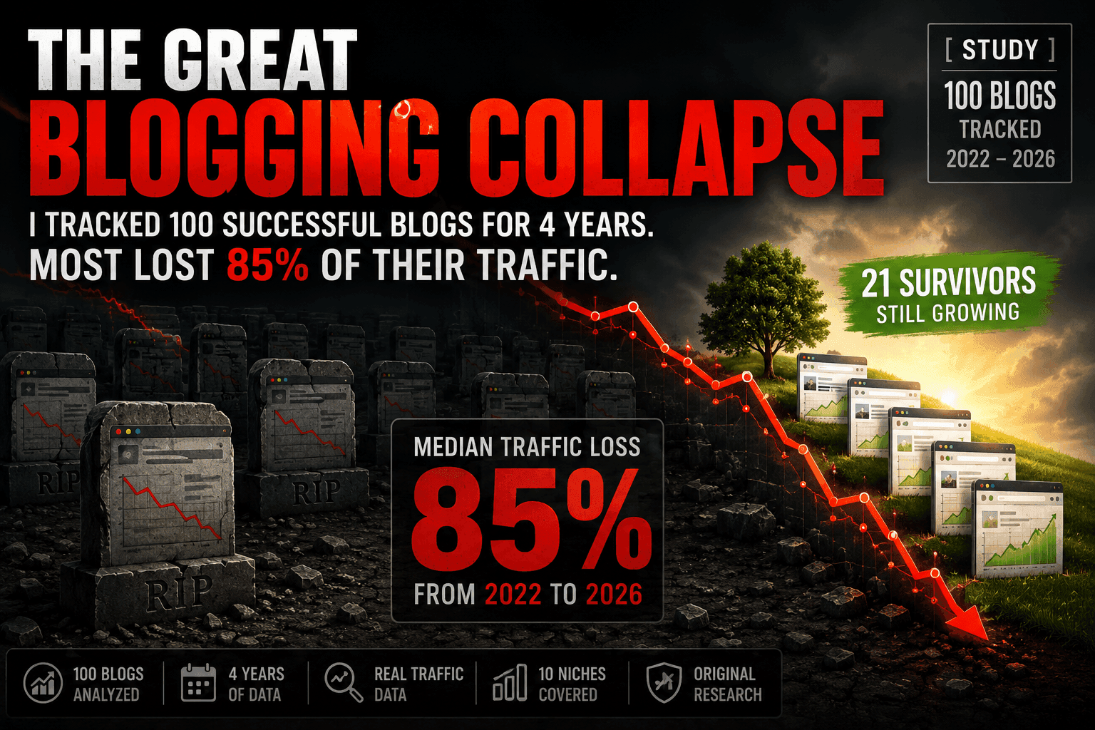 The Great Blogging Collapse: 85% Traffic Loss and What It Means for Content Engineering